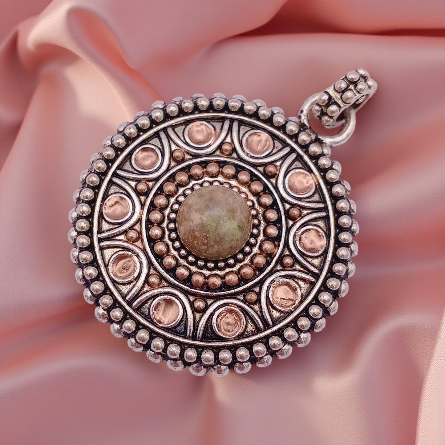 Unakite Sundial Pendant Necklace