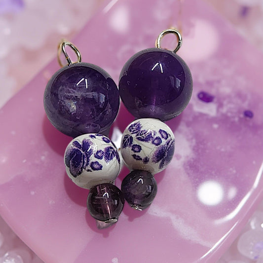 Amethyst Flower Earrings