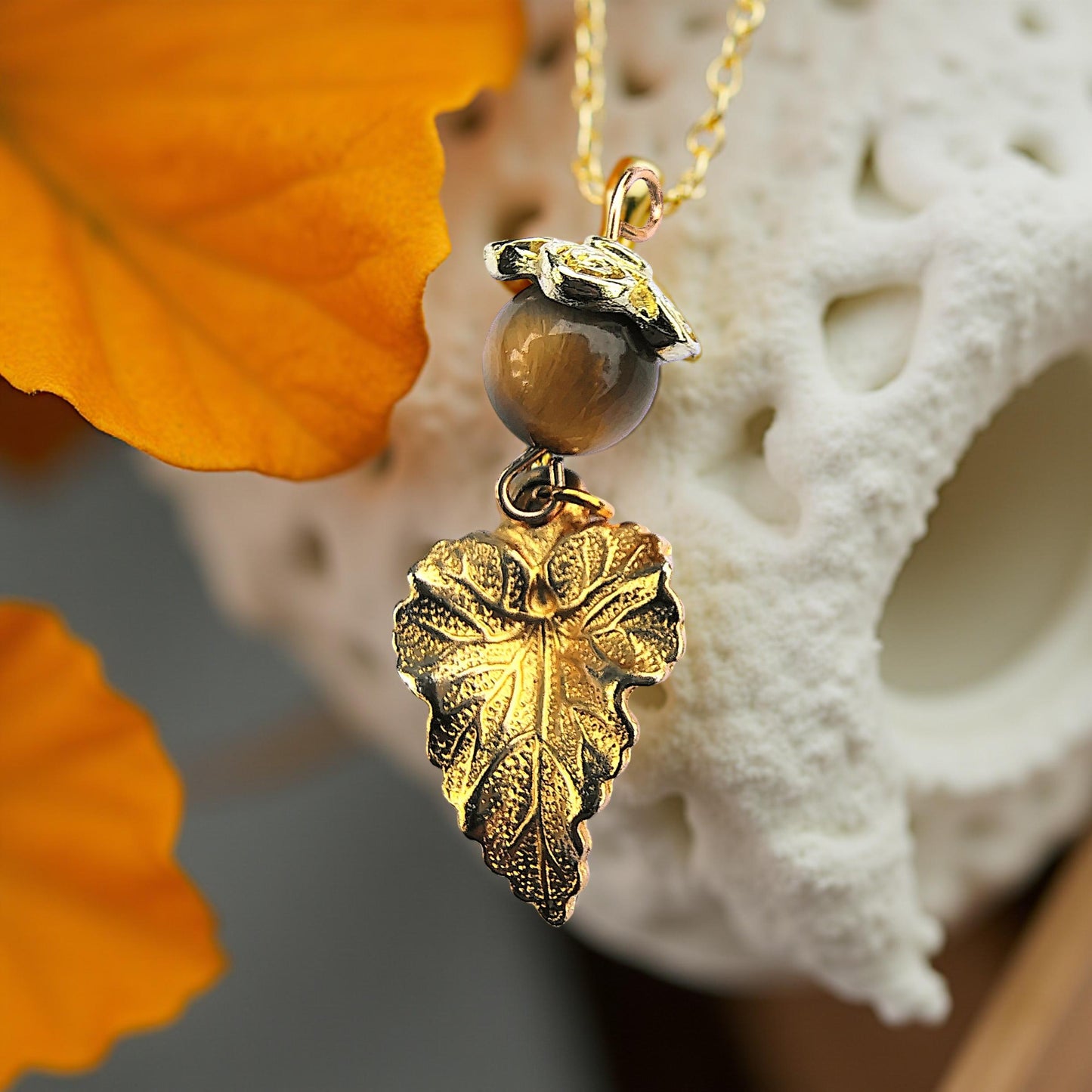 Acorn Leaf Necklace Pendant