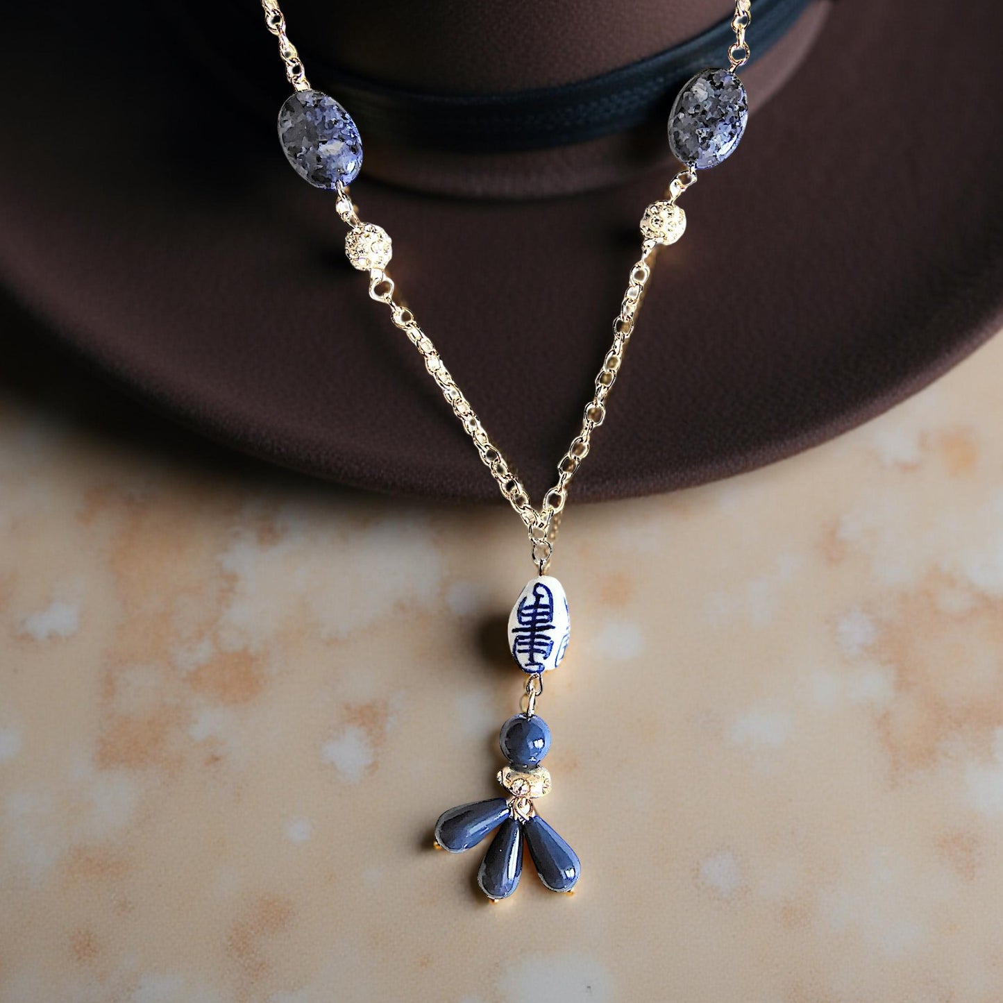 Sodalite Porcelain Beaded Necklace